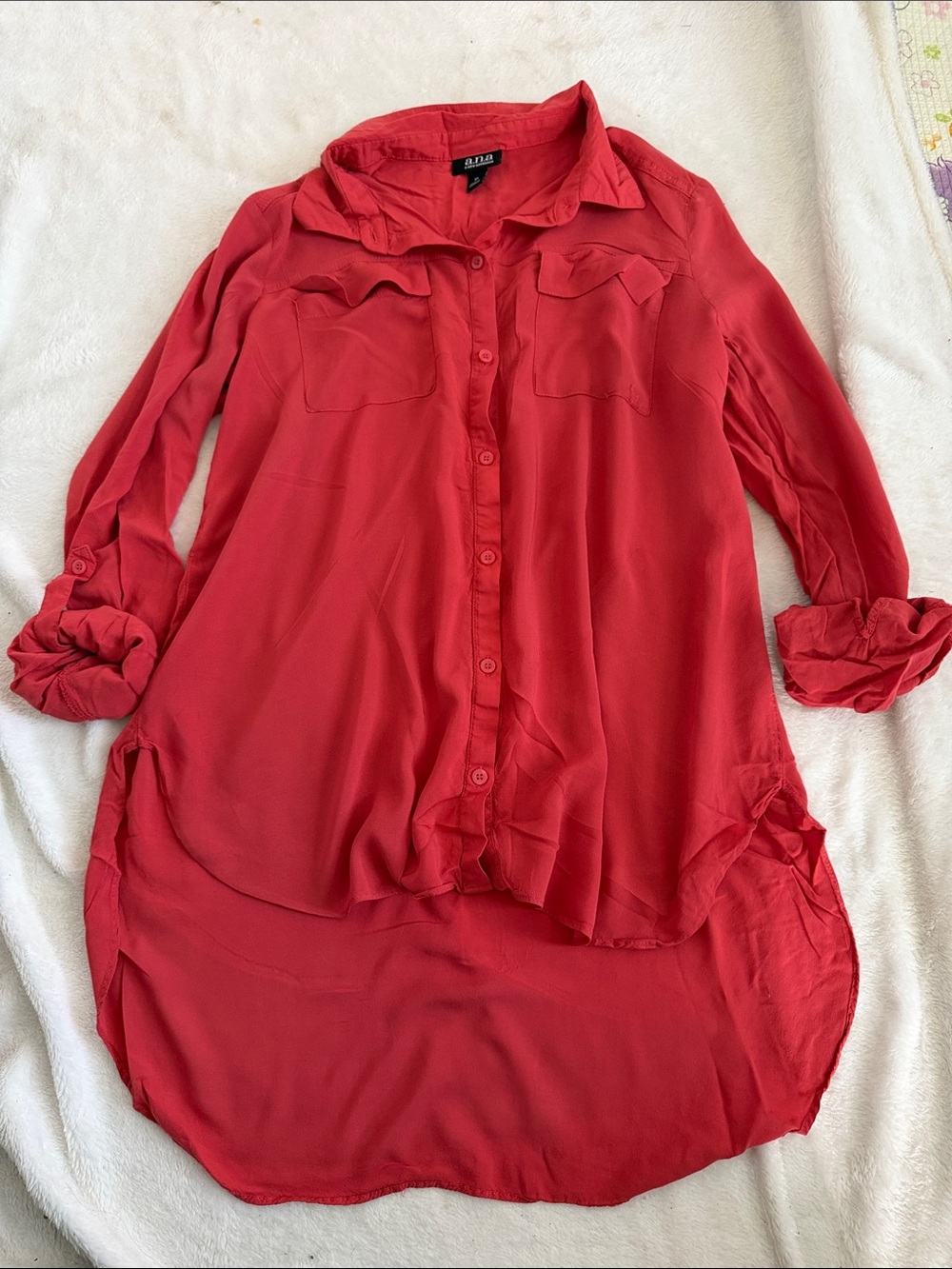 a.n.a Red Longline Button-Up Tunic
